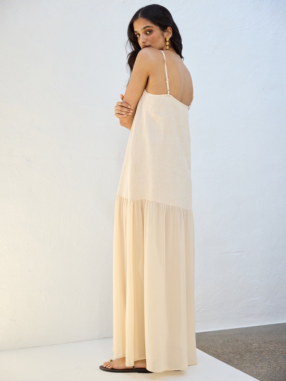 VRG GRL Nora Maxi Dress Natural Linen Size 2 - Picture 2 of 10
